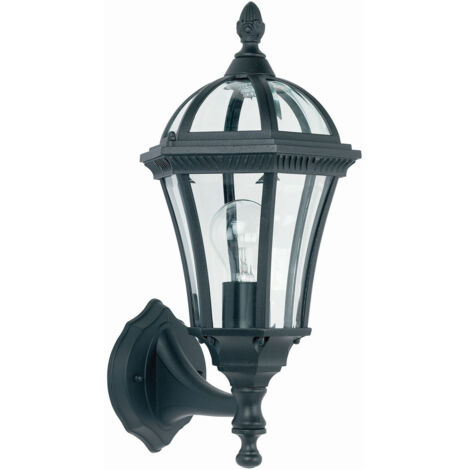 Endon Drayton - Lanterna da parete per esterni 1 luce in vetro trasparente, vernice nera IP44, E27