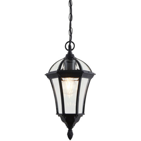 Endon Drayton - Lanterna da Soffitto per Esterni 1 Luce Lampada a Sospensione Nera IP44, E27