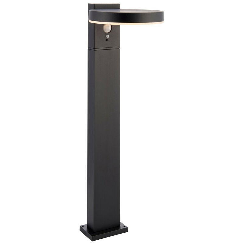 Endon - Ebro Lampe de borne ronde led dimmable à énergie solaire moderne texturé noir, capteurs de mouvement et de nuit pir, blanc chaud, IP44