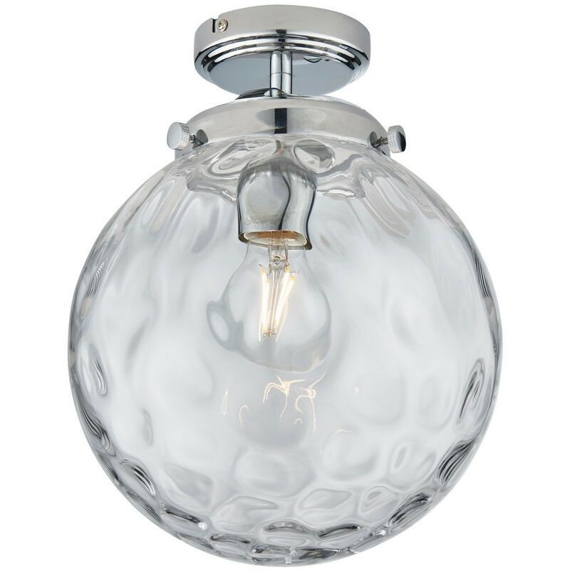 Image of Elston Lampada da semi incasso a globo con paralume in vetro cromato, IP44 - Endon
