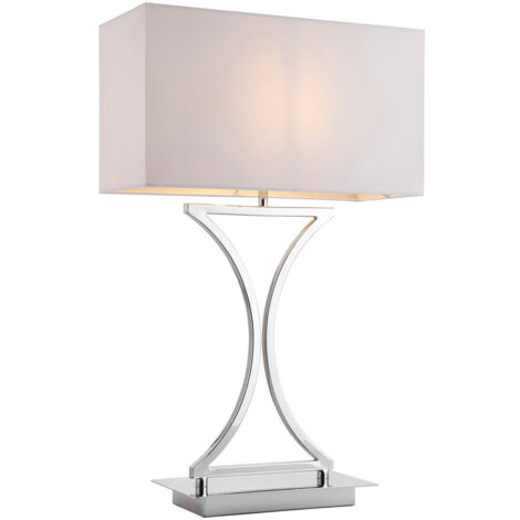 Endon Epalle - Lampe de Table Chrome, Tissu Tc Blanc, E14