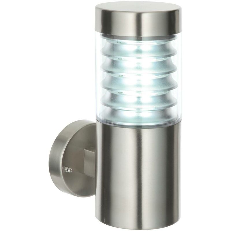 Endon Lighting - Endon Equinox - 1 Light Outdoor Wall Light Clear Polycarbonate, Marine Grade Brushed Stainless Steel IP44, E27