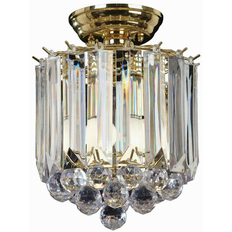 Endon Fargo - 2 Light Flush Ceiling Light Acrylic, Brass, E14