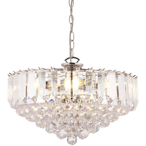 Endon Fargo - Lampada a sospensione a 6 luci cromata, acrilico trasparente, E14
