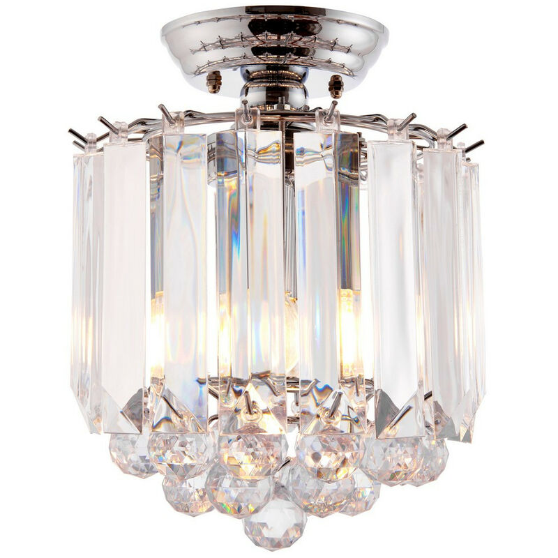 Fargo - Lámpara de techo empotrada de 2 luces, cromo, acrílico transparente, E14 - Endon