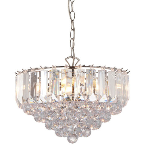 Endon Fargo - Sospensione a soffitto a 3 luci cromo, acrilico trasparente, E14