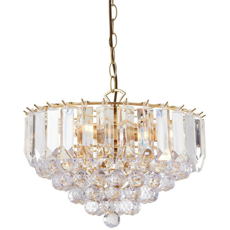 Endon Fargo - Sospensione a soffitto a 3 luci in acrilico, ottone, E14
