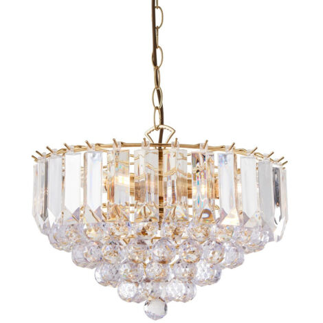 Endon Fargo - Sospensione a soffitto a 3 luci in acrilico, ottone, E14