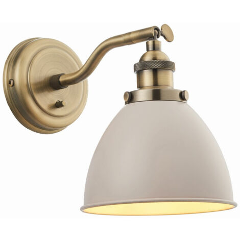Endon Franklin - 1 Light Taupe Satinato da Parete, Piatto Ottone Antico, E14
