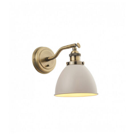 Endon Franklin - 1 lumière murale taupe satiné, plaque en laiton antique, E14