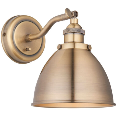Endon Franklin Lampada da parete in metallo, piastra in ottone anticato