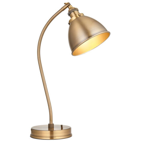 Endon Franklin Lampada da tavolo operativa, piastra in ottone anticato