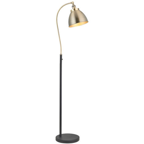 Endon Franklin Lampada da terra Task, lastra in ottone anticato, vernice nera opaca