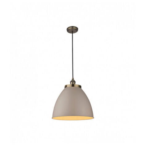 Endon Franklin - Luminaire suspendu à 1 dôme taupe satiné, plaque en laiton antique, E27