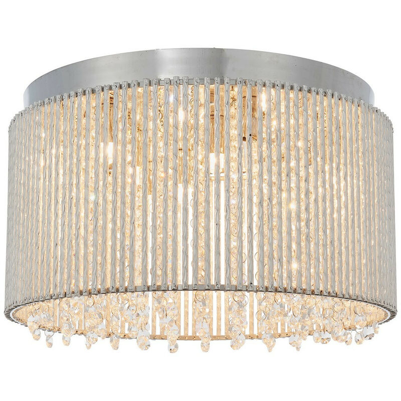 Galina - 10 Light Flush Light Placca cromata e cristallo trasparente, G9 - Endon