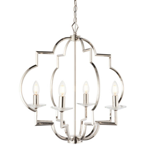Endon Garland - Pendentif à 4 ampoules au fini nickel poli et verre cristal clair, E14