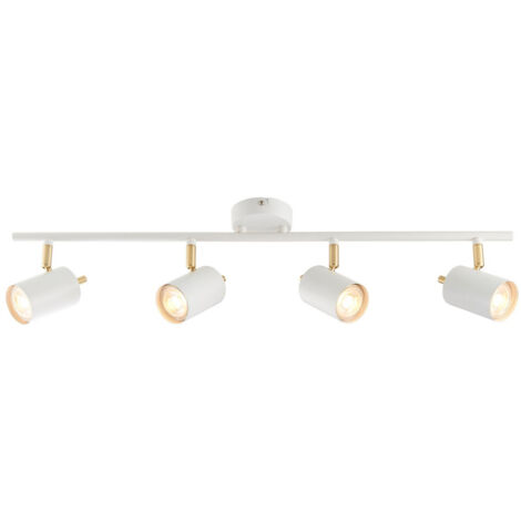 Endon Gull - Faretto a 4 luci, vernice bianca opaca, oro spazzolato satinato, GU10