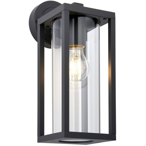 Endon Hamden Applique murale extérieure moderne, noir texturé, diffuseur en verre transparent, IP44