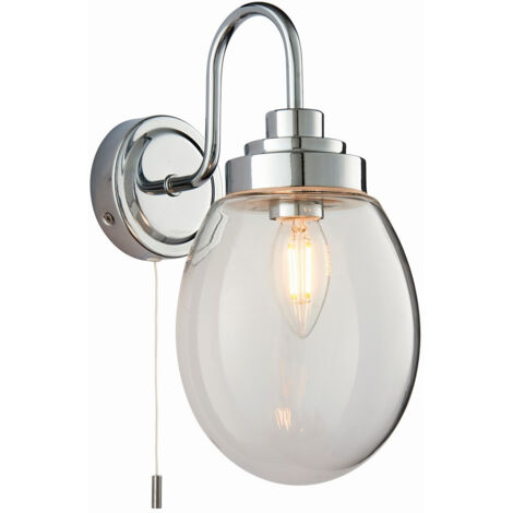 Endon Hampton - Vetro da parete per bagno a LED 1 luce, piastra cromata IP44, E14