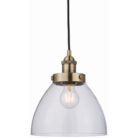 Endon Hansen - 1 lampe à suspension en verre, plaque en laiton antique, E27