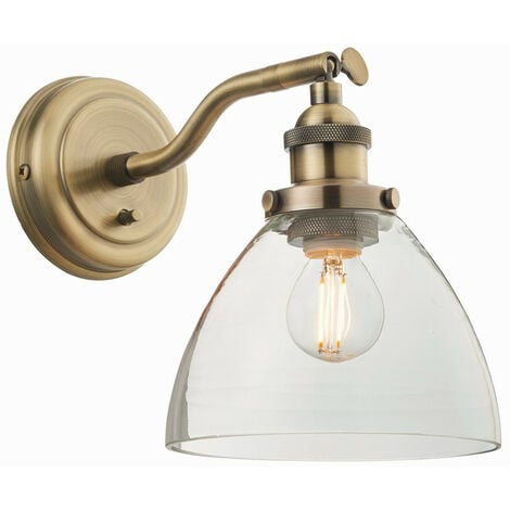 Endon Hansen - 1 Light Wall Glass, Antique Brass Plate, E14