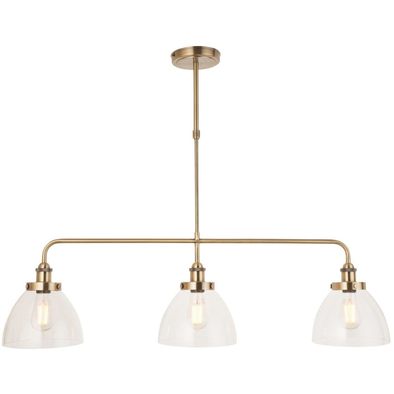 Hansen Plafonnier suspendu en laiton antique, verre transparent, 3 x E27 - Endon