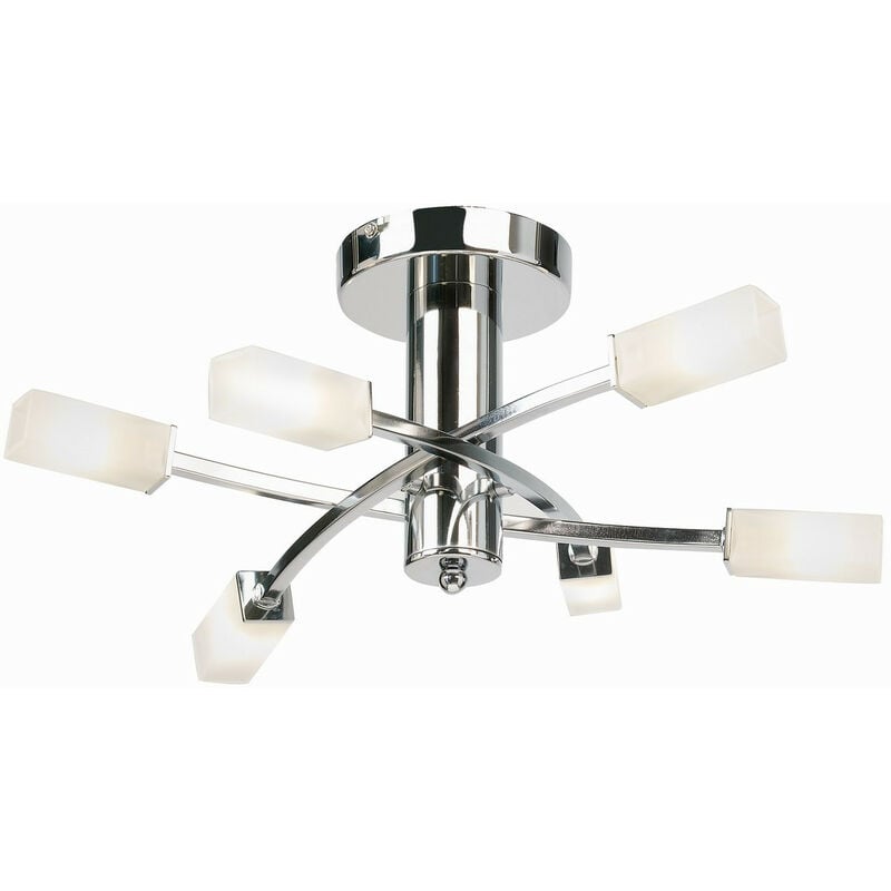 Havana - Plafoniera multibraccio semi-incassata 6 luci cromo, vetro acidato, G9 - Endon
