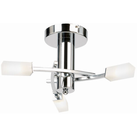 Endon Havana - Plafonnier multi-bras semi-encastré à 3 ampoules, chrome, verre dépoli à l'acide, G9