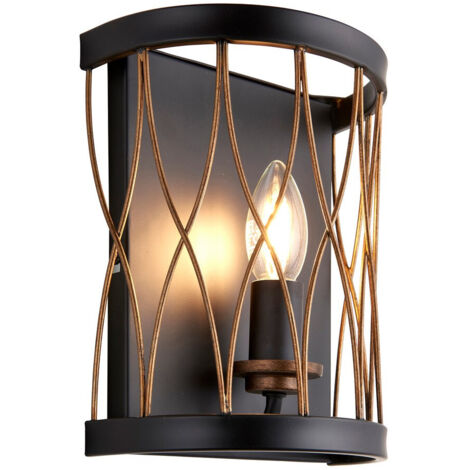 Endon Heston - Applique da parete a 1 candela per interni nero opaco, effetto bronzo rustico, attacco E14