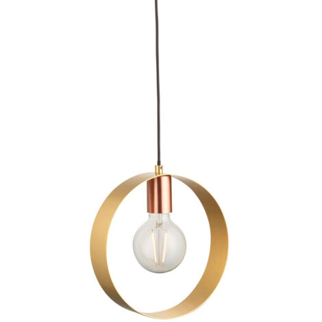 Endon Hoop Plafonnier suspendu simple, laiton brossé, nickel, plaque de cuivre