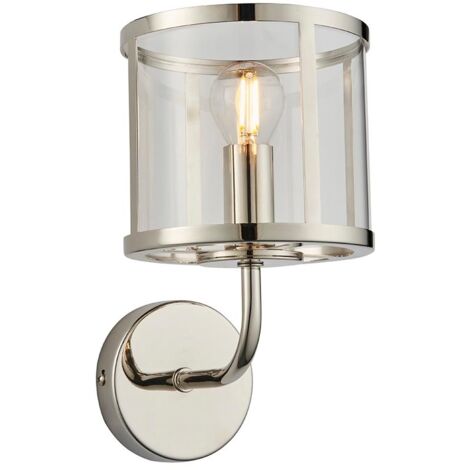 Endon Hopton Applique avec abat-jour en verre Nickel brillant