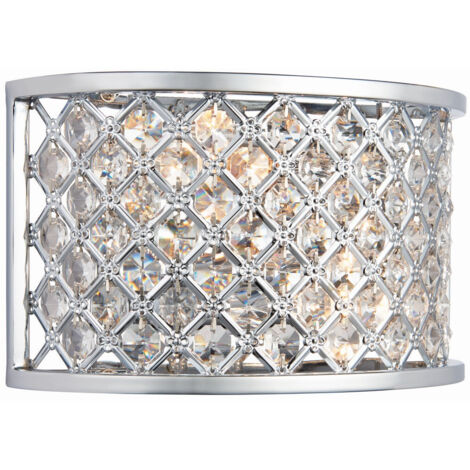 Endon Hudson - Applique murale d'intérieur à 2 ampoules chromées avec cristal, E14