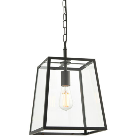 Endon Hurst Lampada da soffitto a sospensione singola, nero opaco, vetro