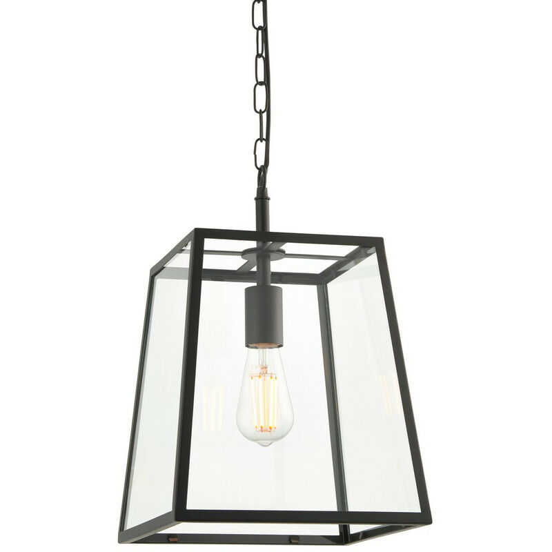 Endon Hurst Plafonnier suspendu simple, noir mat, verre