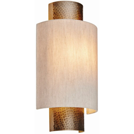 Endon Indara - 1 lumière murale bronze martelé vieilli, tissu de lin naturel, E14