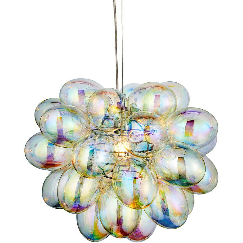 Infinity - 1 luce a sospensione con piastra cromata e vetro iridescente, attacco E27 - Endon