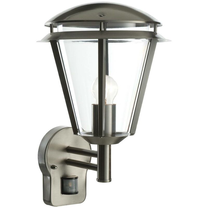 Inova Pir - pir 1 Light Outdoor Wall Lantern Stainless Steel, Polycarbonate IP44, E27 - Endon