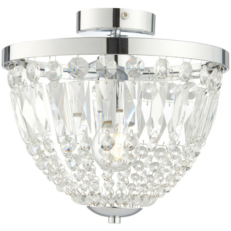 

Endon Iona Lámpara decorativa de techo a ras de baño con gotitas facetadas de cristal, IP44