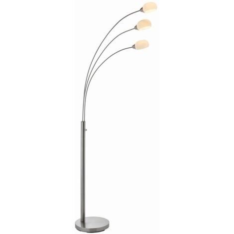 Endon Jaspa - Lampada da terra a LED 3 luci Nickel satinato, vetro bianco