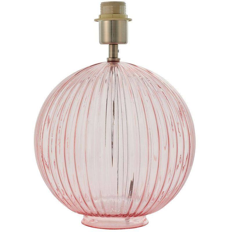 Endon Directory Lighting - Endon Jemma - 1 lampe de table lumineuse en verre nervuré rose sombre et plaque de nickel satiné (base uniquement), E27