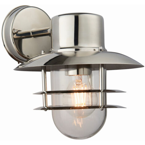 Endon Jenson - 1 Luce da esterno da parete in acciaio inox lucido, vetro IP44, attacco E27
