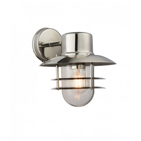 Endon Jenson - 1 lumière murale extérieure en acier inoxydable poli, verre IP44, E27