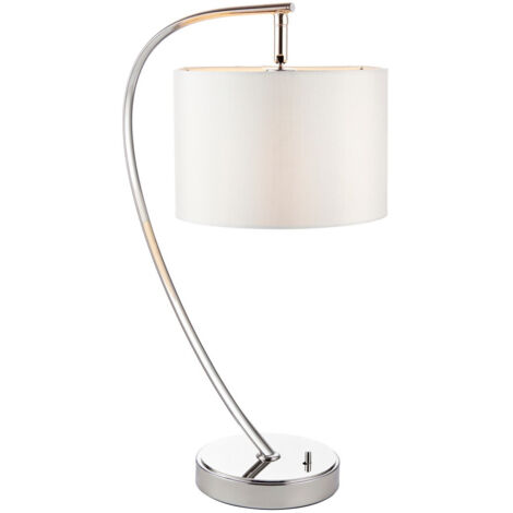 Endon Josephine - Lampada da tavolo a 1 luce nichel brillante, finta seta bianca vintage, E14