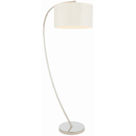 Endon Josephine - Lampada da terra 1 luce nichel brillante, finta seta bianca vintage, attacco E27