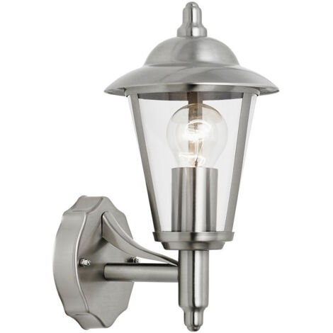 Endon Klien - Lanterna da Parete per Esterno 1 Luce Acciaio Inox Lucido, Policarbonato Trasparente IP44, E27