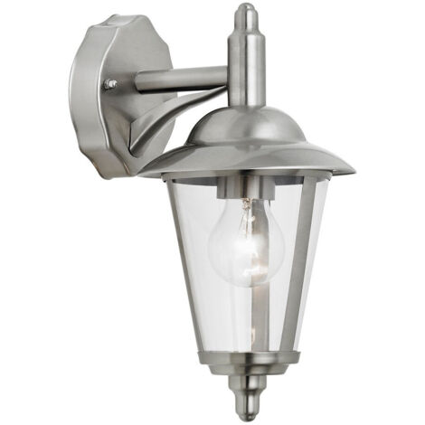 Endon Klien - Lanterne murale extérieure à 1 ampoule en acier inoxydable poli, polycarbonate transparent IP44, E27