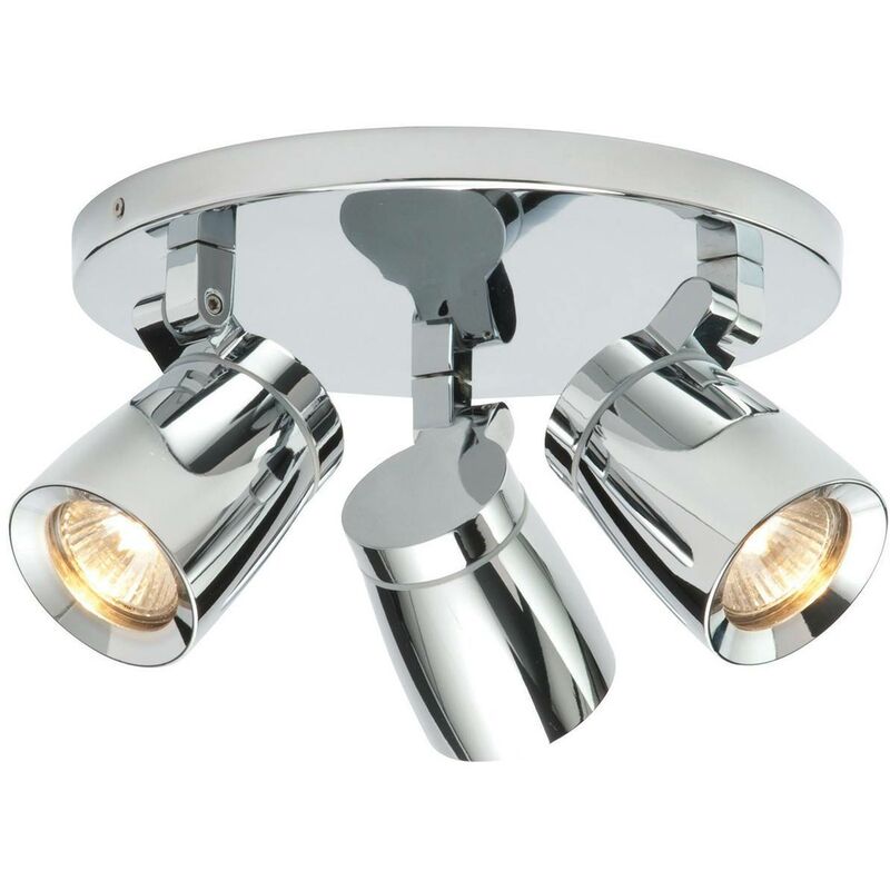 Knight - 3 Light Bathroom Adjustable Spotlight Chrome, Clear Glass IP44, GU10 - Endon