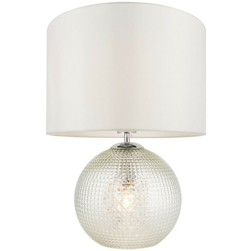 

Endon Knighton Lámpara de mesa de luz doble clásica moderna Base de prisma acanalada transparente con pantalla de tela blanca
