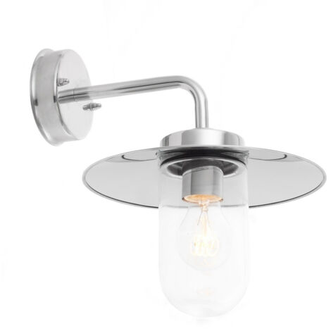 Endon Lighting Addison - Applique da esterno in acciaio inox lucido e vetro trasparente 1 luce dimmerabile IP44 - E27