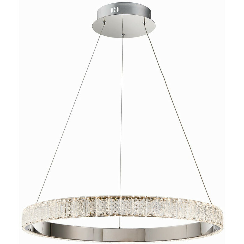 

Celeste - Colgante LED integrado Cristal transparente (K5) Cristal y placa de efecto cromado 1 Luz Regulable IP20 - Endon Lighting